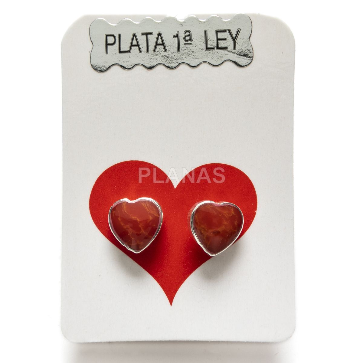 Pendientes en plata de ley y Coral. CORAZÓN.