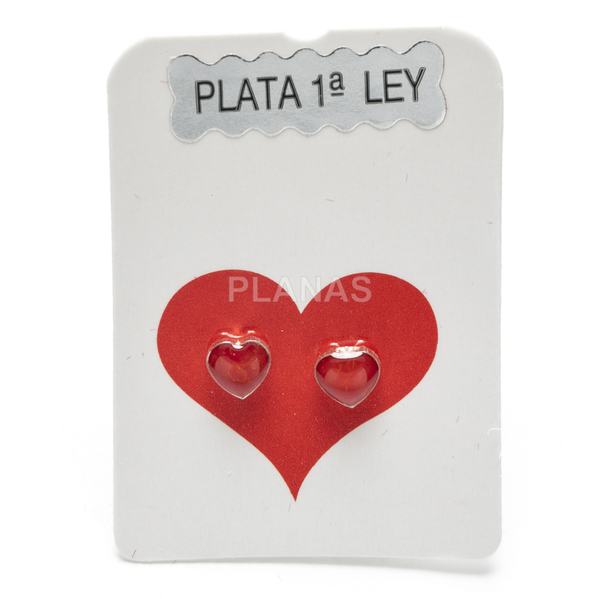 Pendientes en plata de ley y Coral. CORAZÓN.