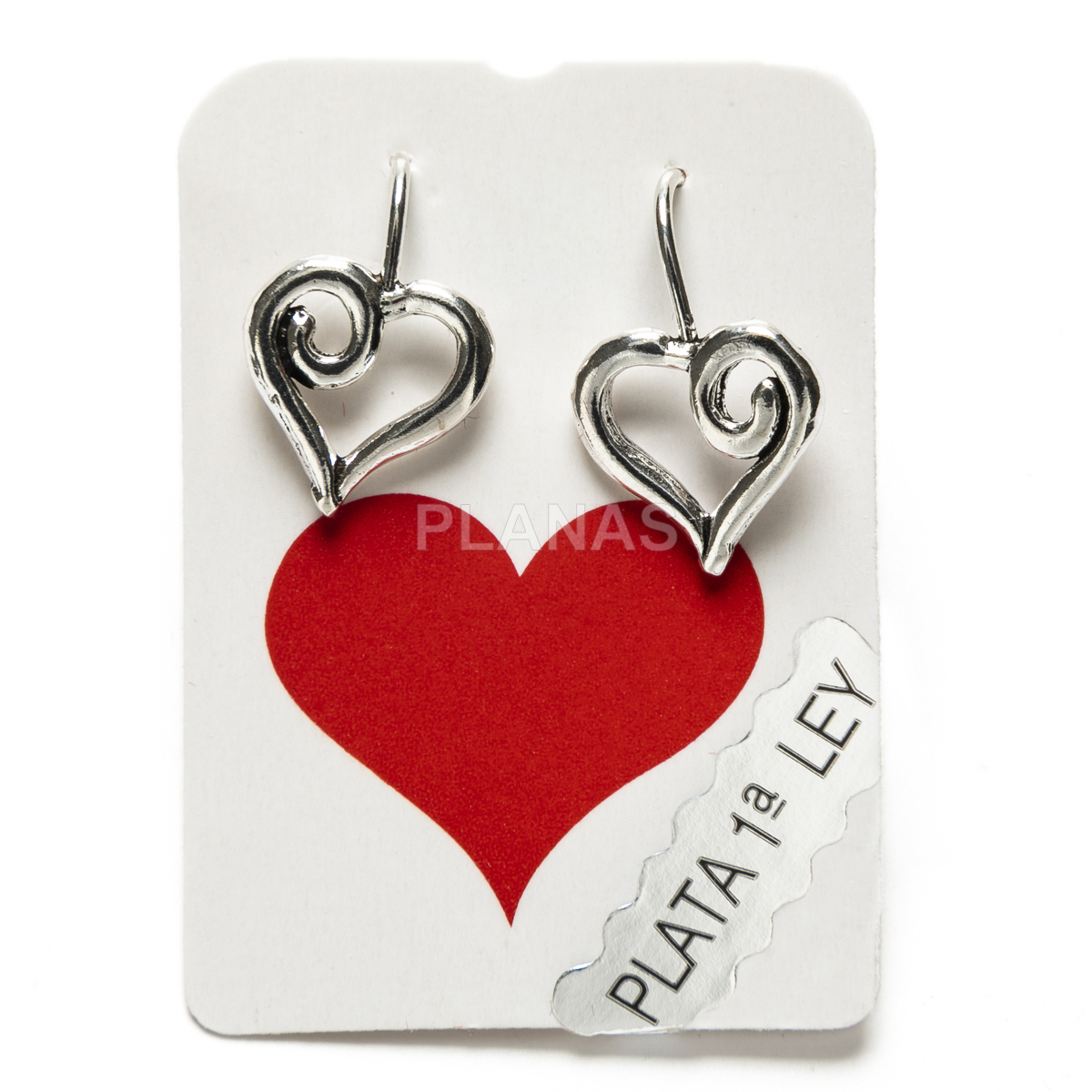 Pendientes en plata de ley. CORAZÓN.
