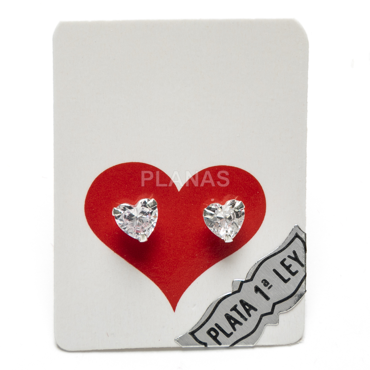 Pendientes en plata de ley Rodiada y Circonitas. CORAZÓN.