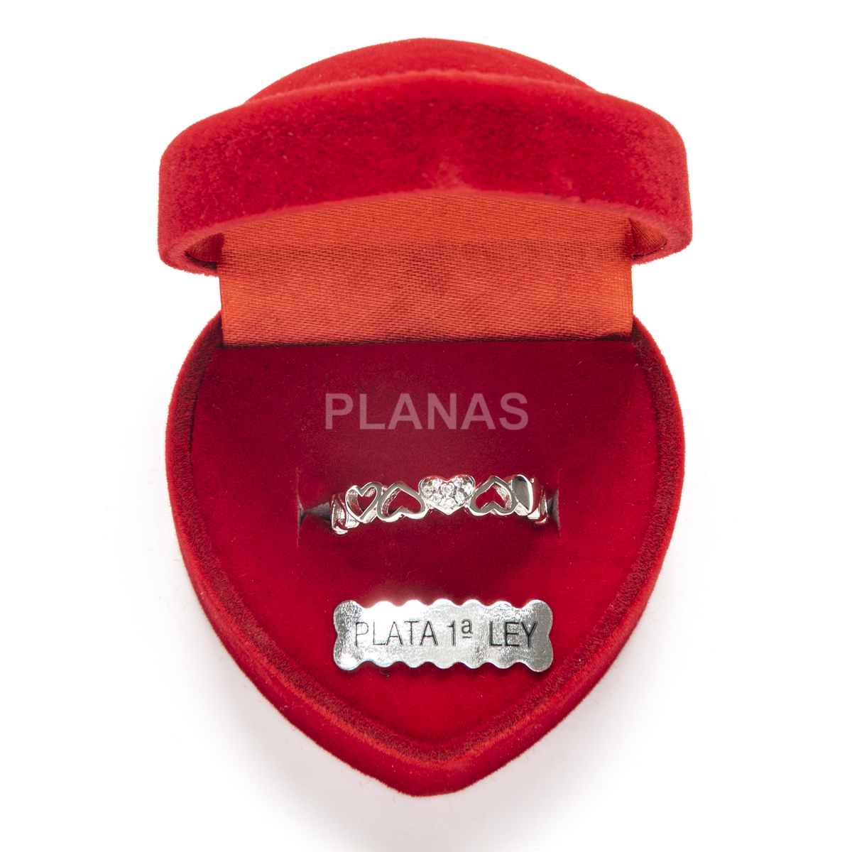 Anillo en Plata de Ley Rodiada y Circonitas. CORAZÓN.