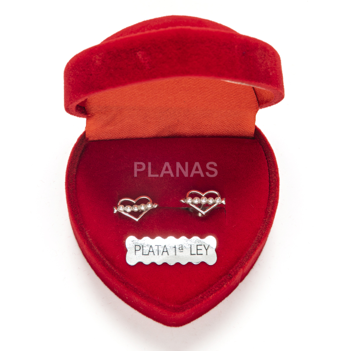 Pendientes en plata de ley Rodiada con Circonitas y perla Shell . CORAZÓN.