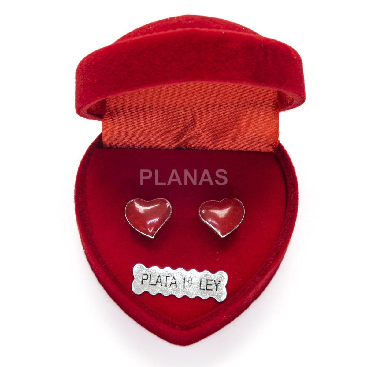 Pendientes en plata de ley y Coral. CORAZÓN.