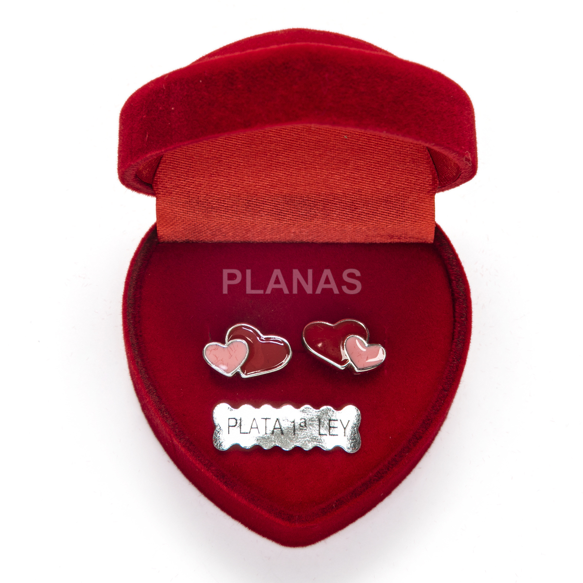 Pendientes en plata de ley y esmalte. CORAZÓNES.