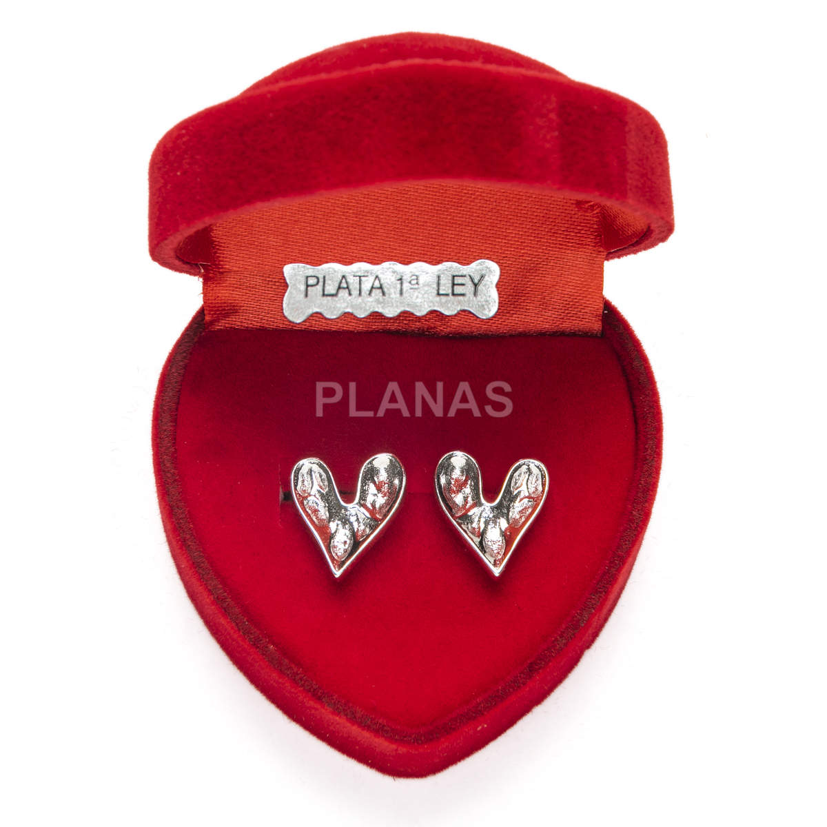 Pendientes en plata de ley Rodiada. CORAZÓN.
