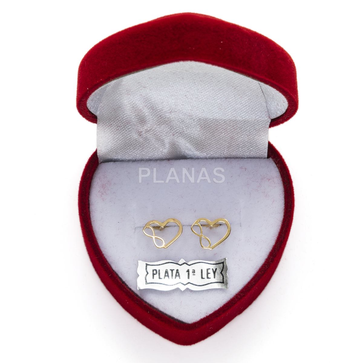 Pendientes en plata de ley y Baño Oro. CORAZÓN E INFINITO.