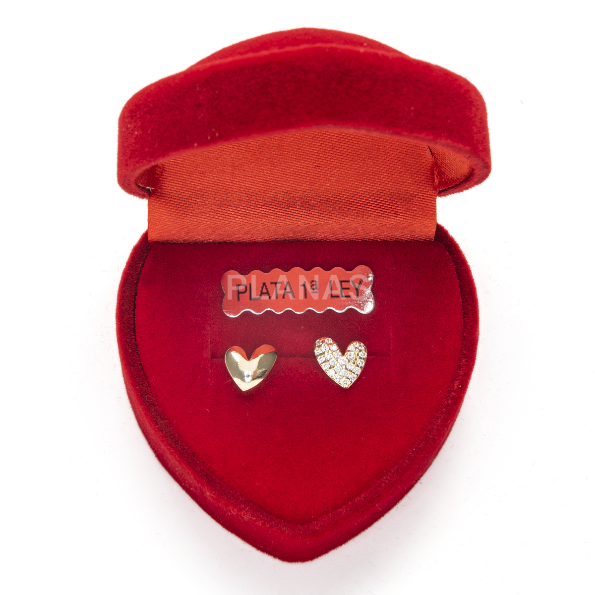 Pendientes en plata de ley y Baño Oro con Circonitas. CORAZÓN.