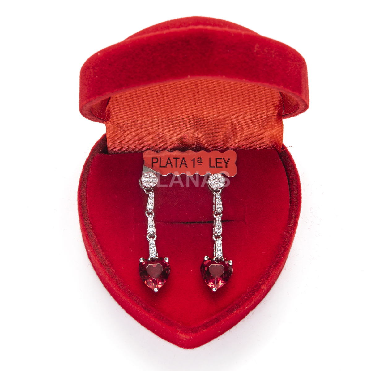 Pendientes en plata de ley Rodiada con Circonitas. CORAZÓN.