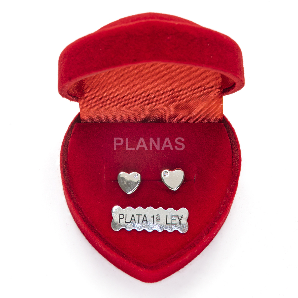 Pendientes en plata de ley Rodiada con Circonita. CORAZÓN.