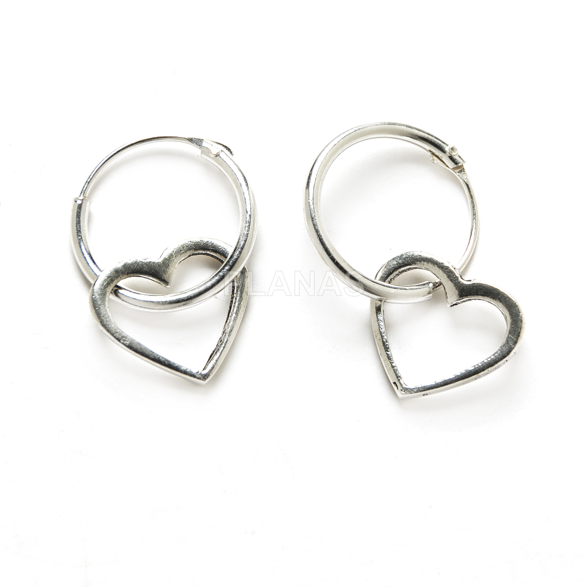 Aros en Plata de ley. CORAZÓN.