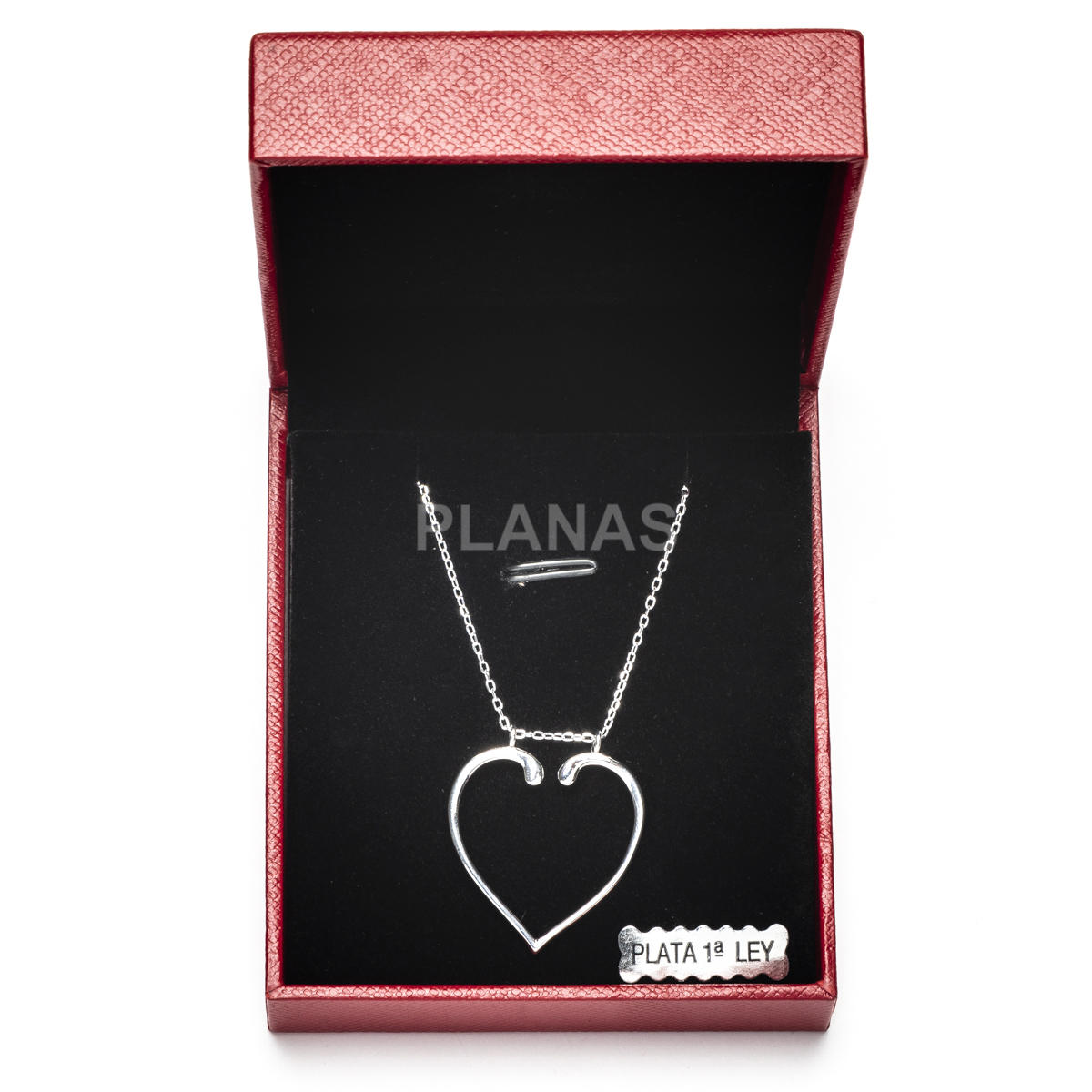 Collar en Plata de Ley Rodiada. CORAZÓN.  