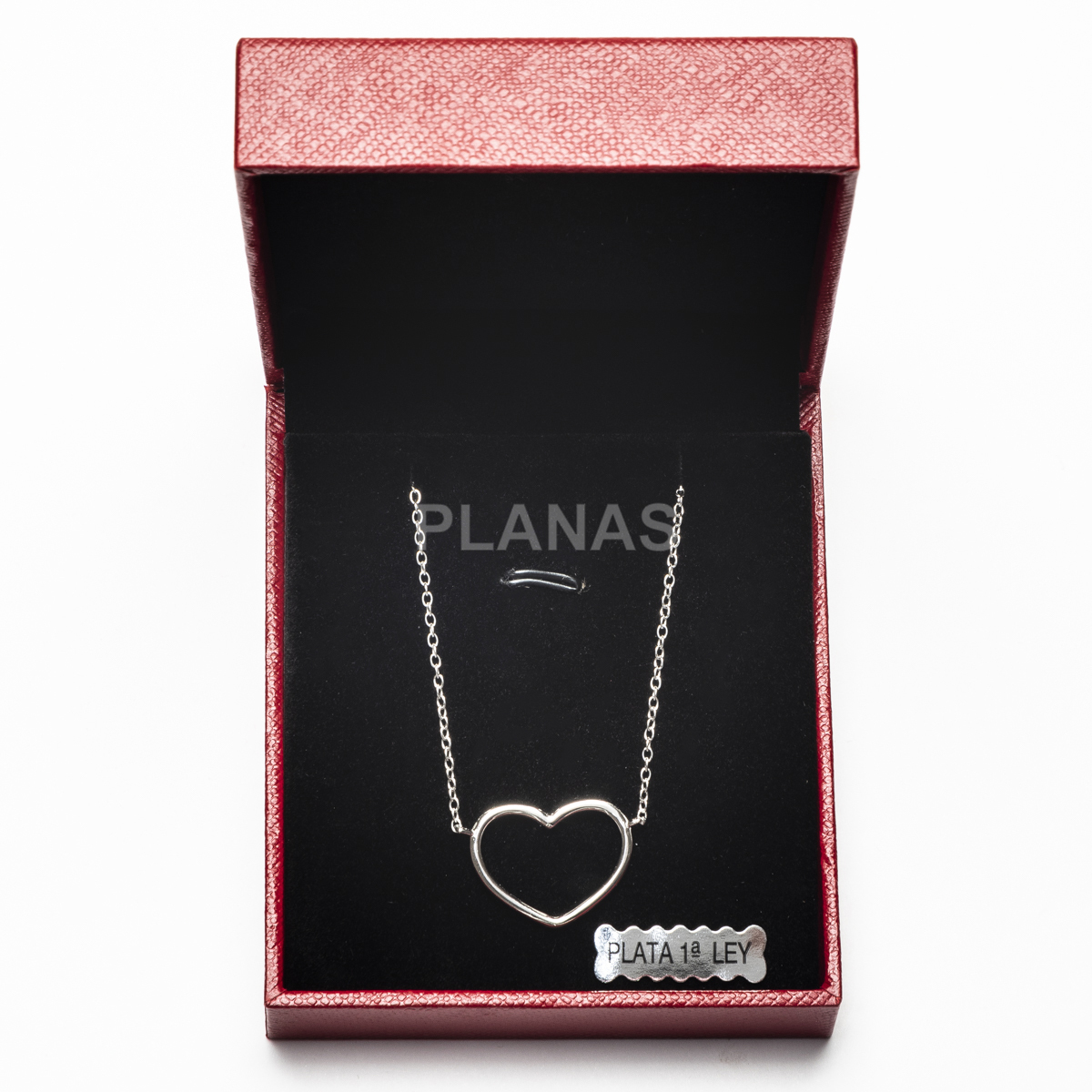 Collar en Plata de Ley Rodiada. CORAZÓN.  