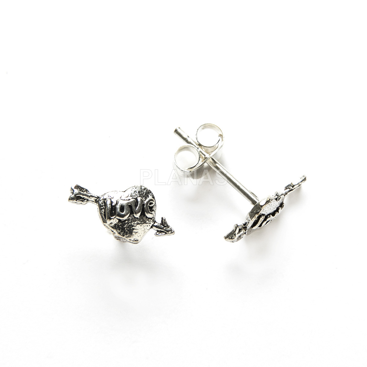 Pendientes en plata de ley. CORAZÓN/LOVE.