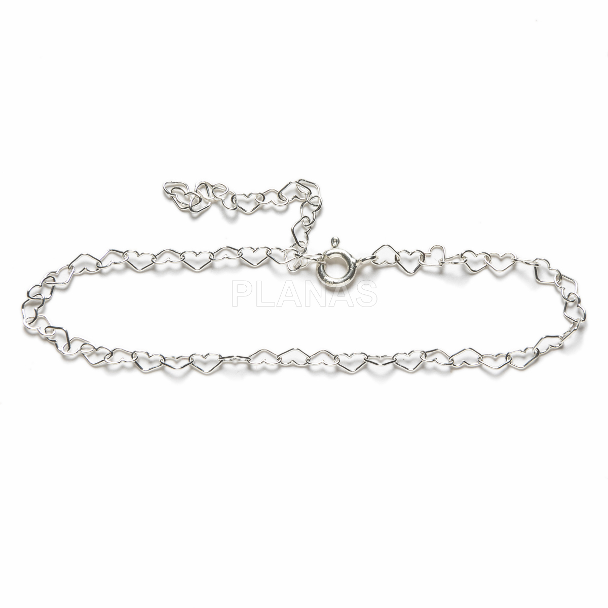 Pulsera en plata de ley. CORAZONES.
