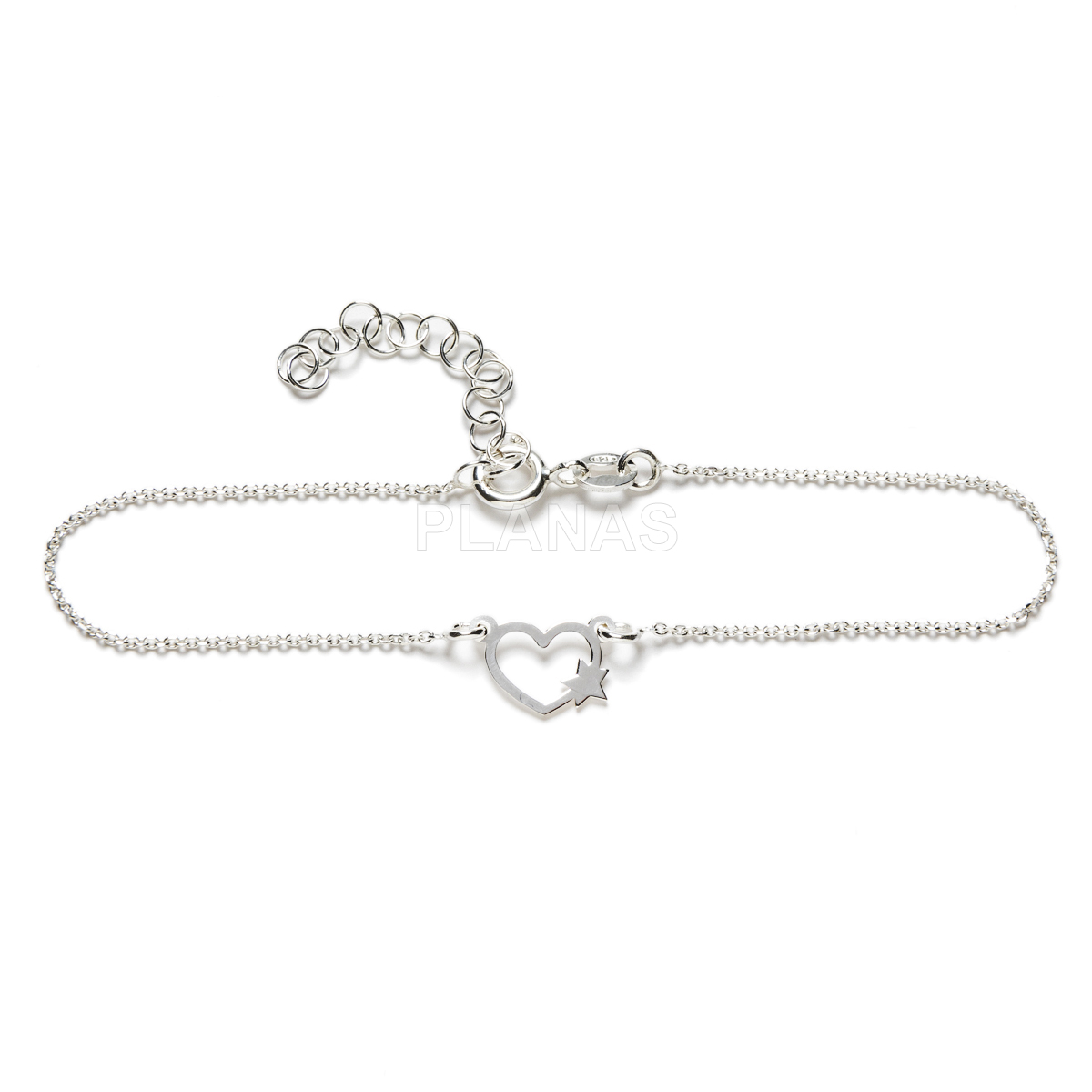 Pulsera en plata de ley.CORAZÓN Y ESTRELLA.
