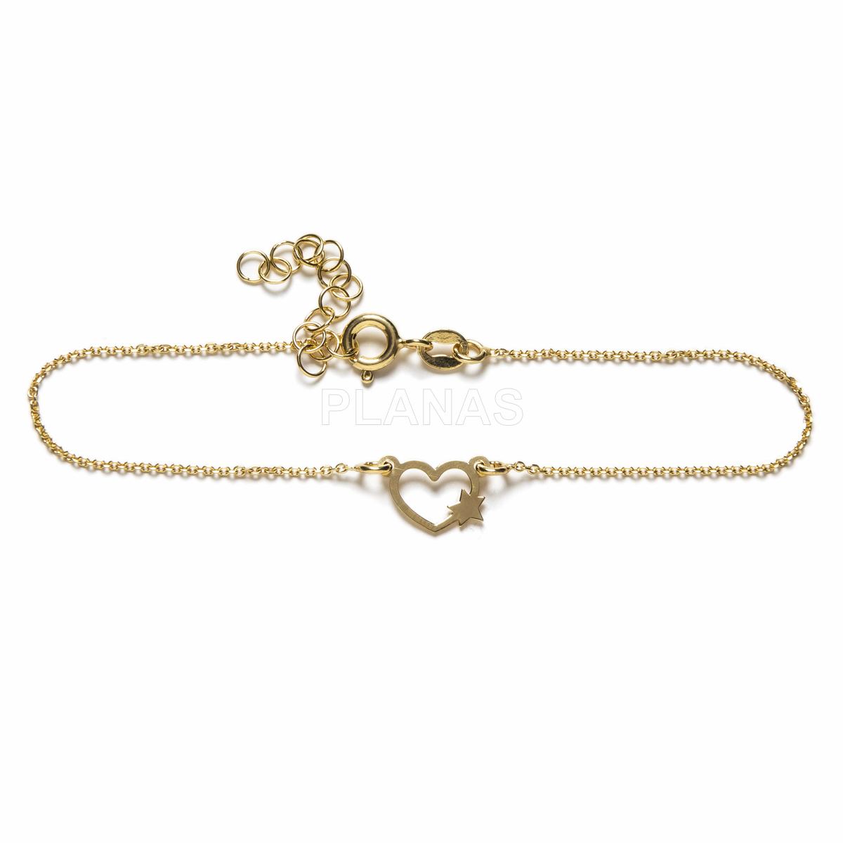 Pulsera en plata de ley.CORAZÓN Y ESTRELLA.