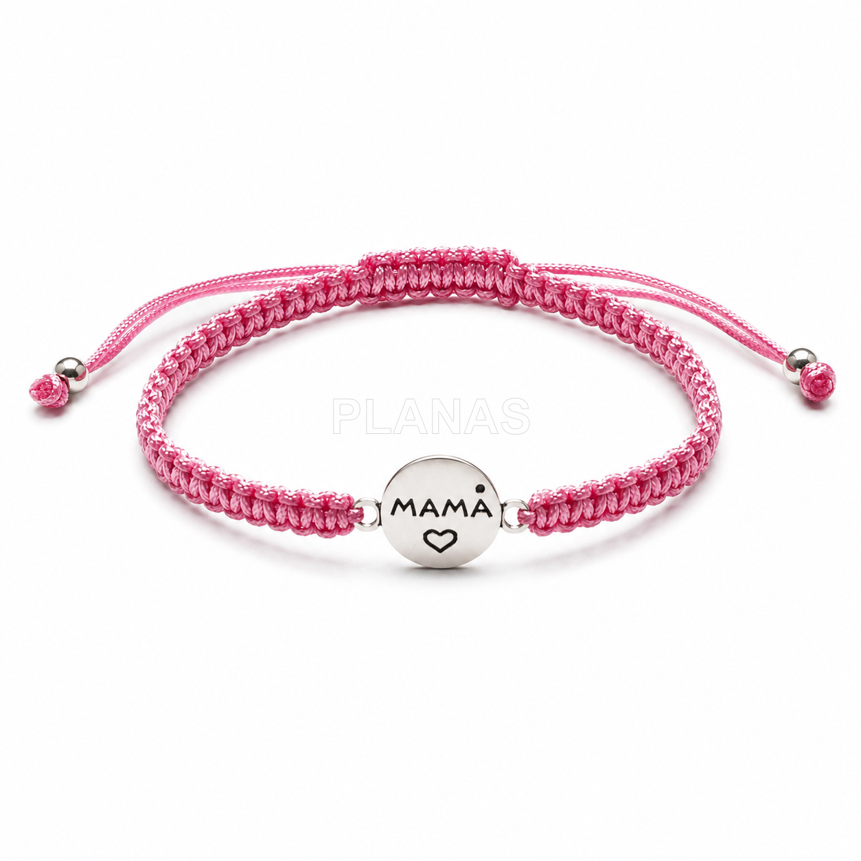Pulseira de macramê rosa em prata esterlina. mama. 