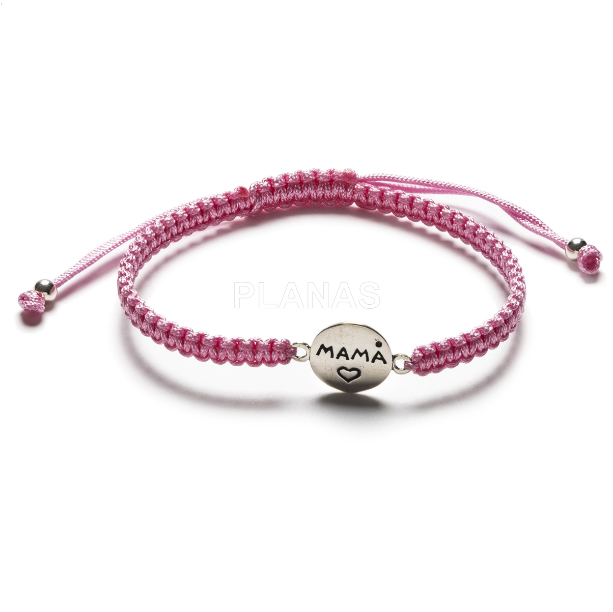 Pulseira de macramê rosa em prata esterlina. mama. 