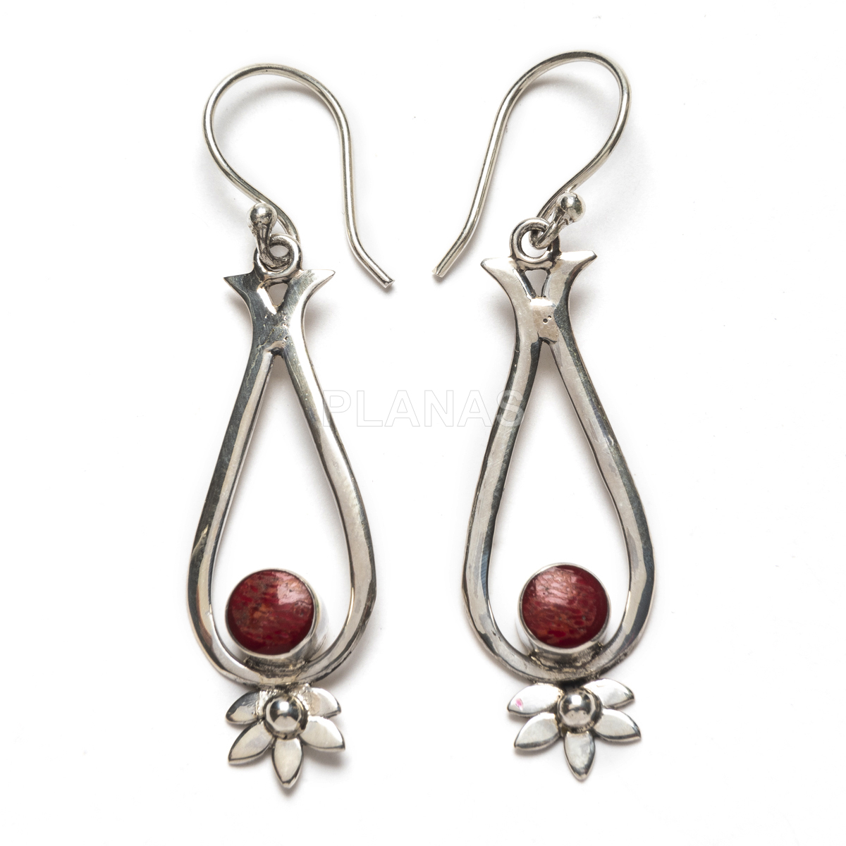 Pendientes en Plata de ley y Coral.