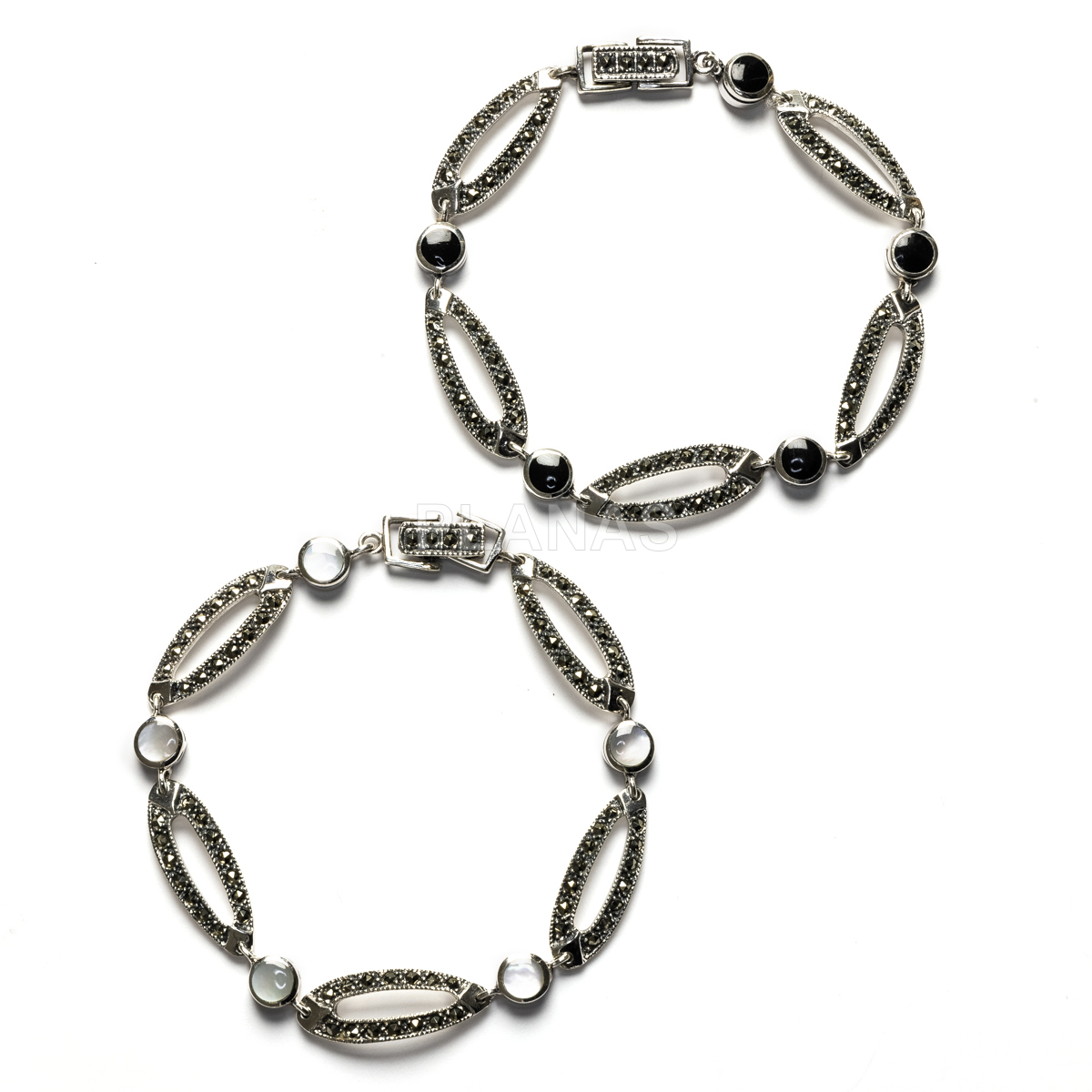 Pulsera en Plata de ley y Marquesitas.