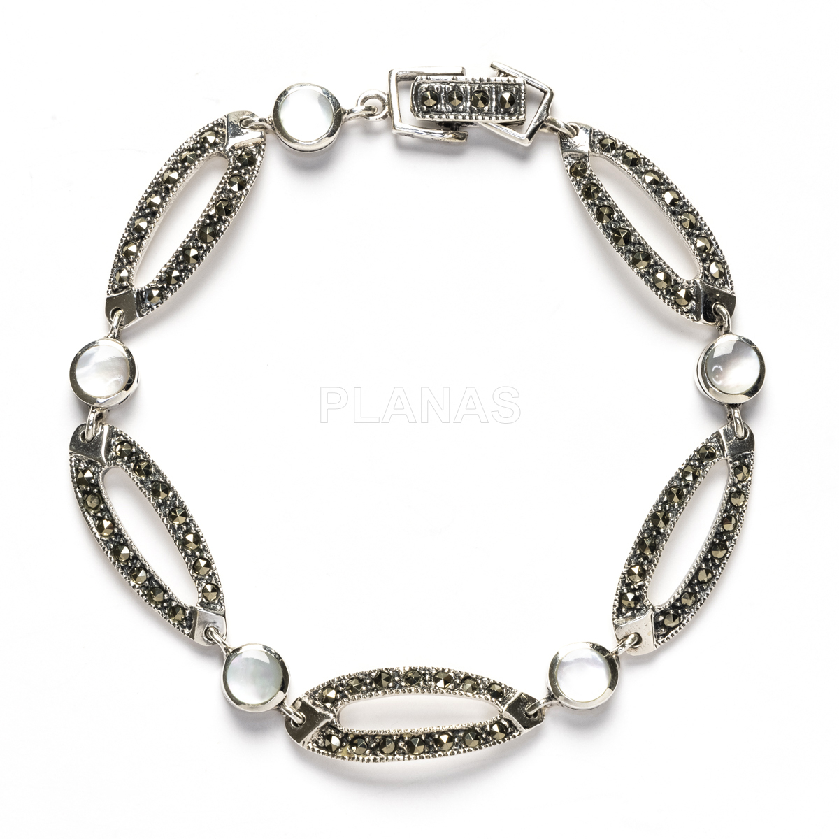 Pulsera en Plata de ley y Marquesitas.