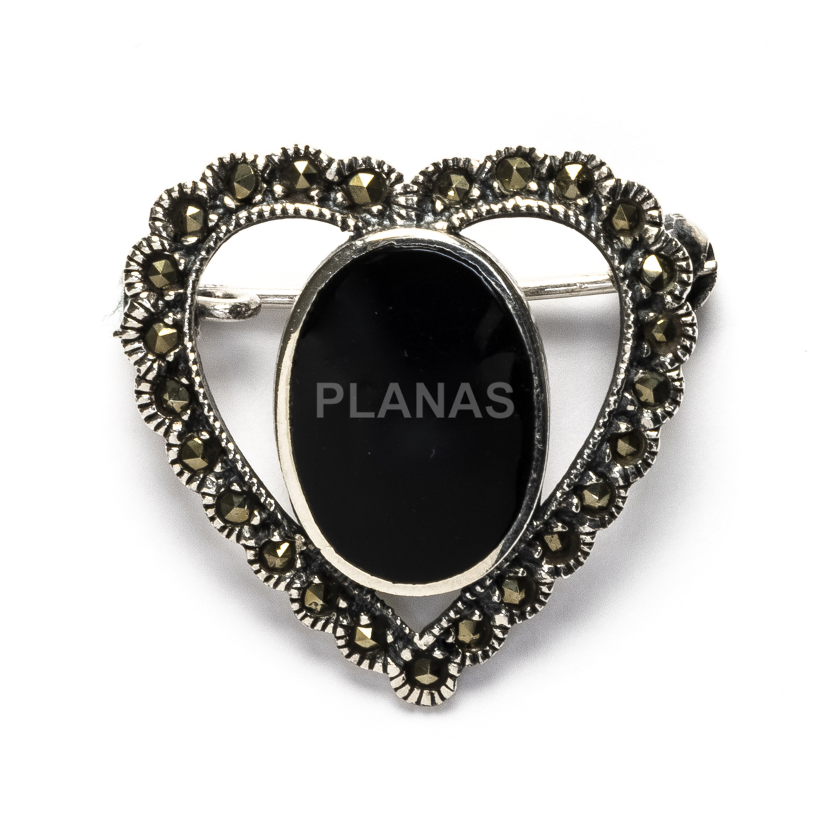 Broche en plata de ley y Marquesitas. CORAZÓN.