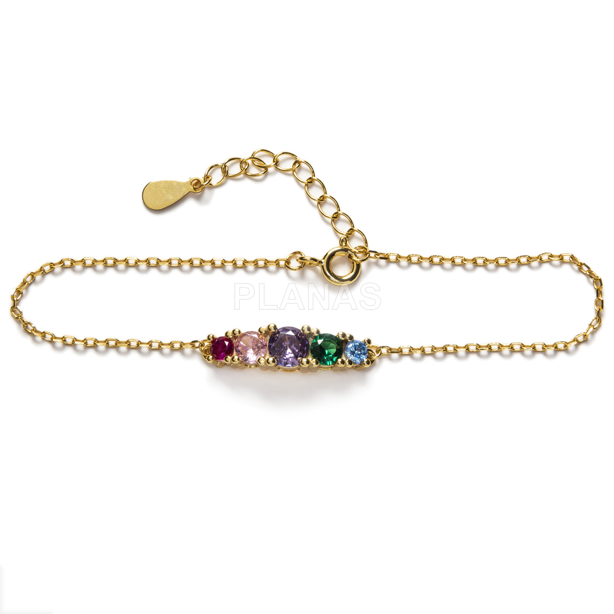 Pulsera en Plata de Ley con Circonitas de colores.  