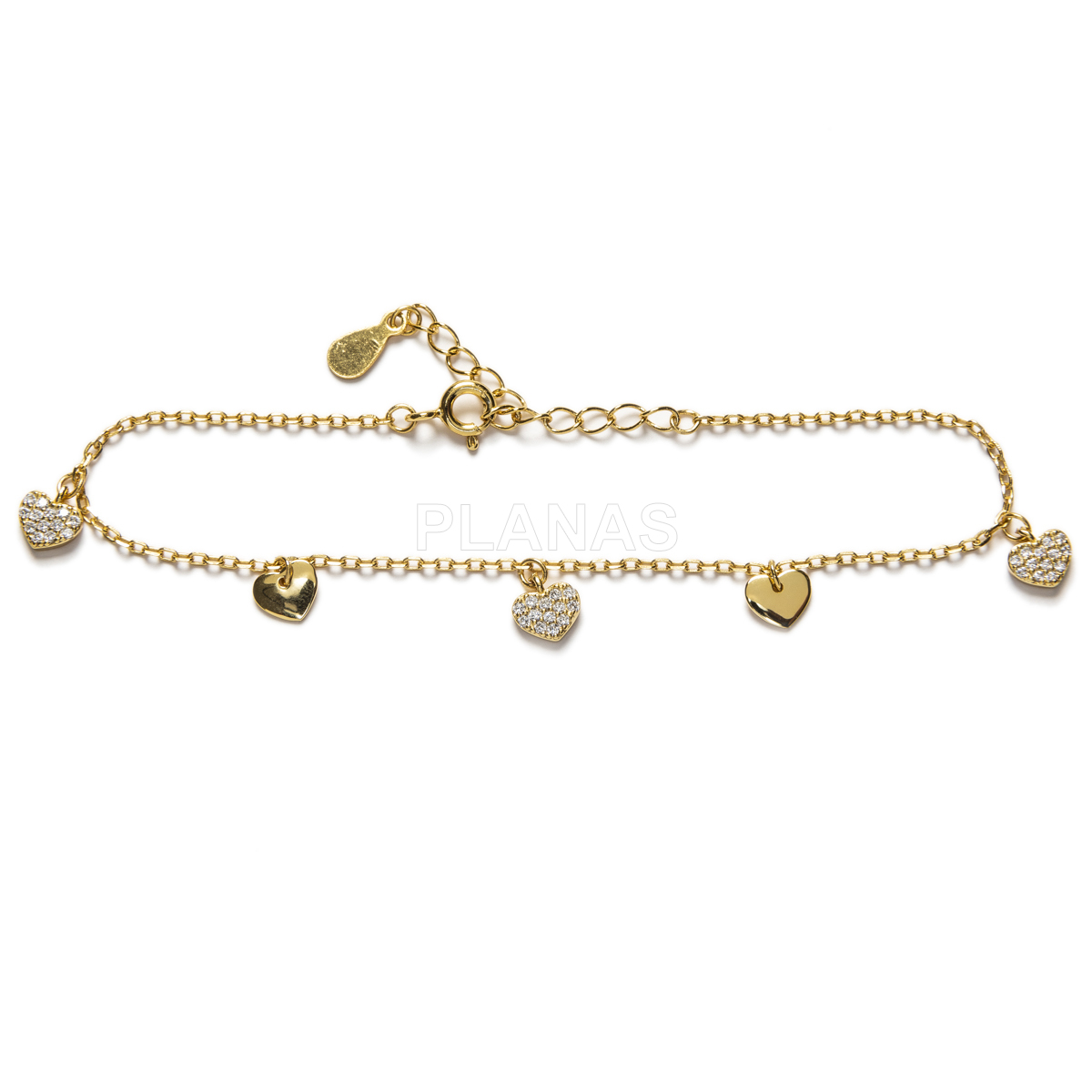 Pulsera en Plata de Ley con Circonitas. CORAZONES.