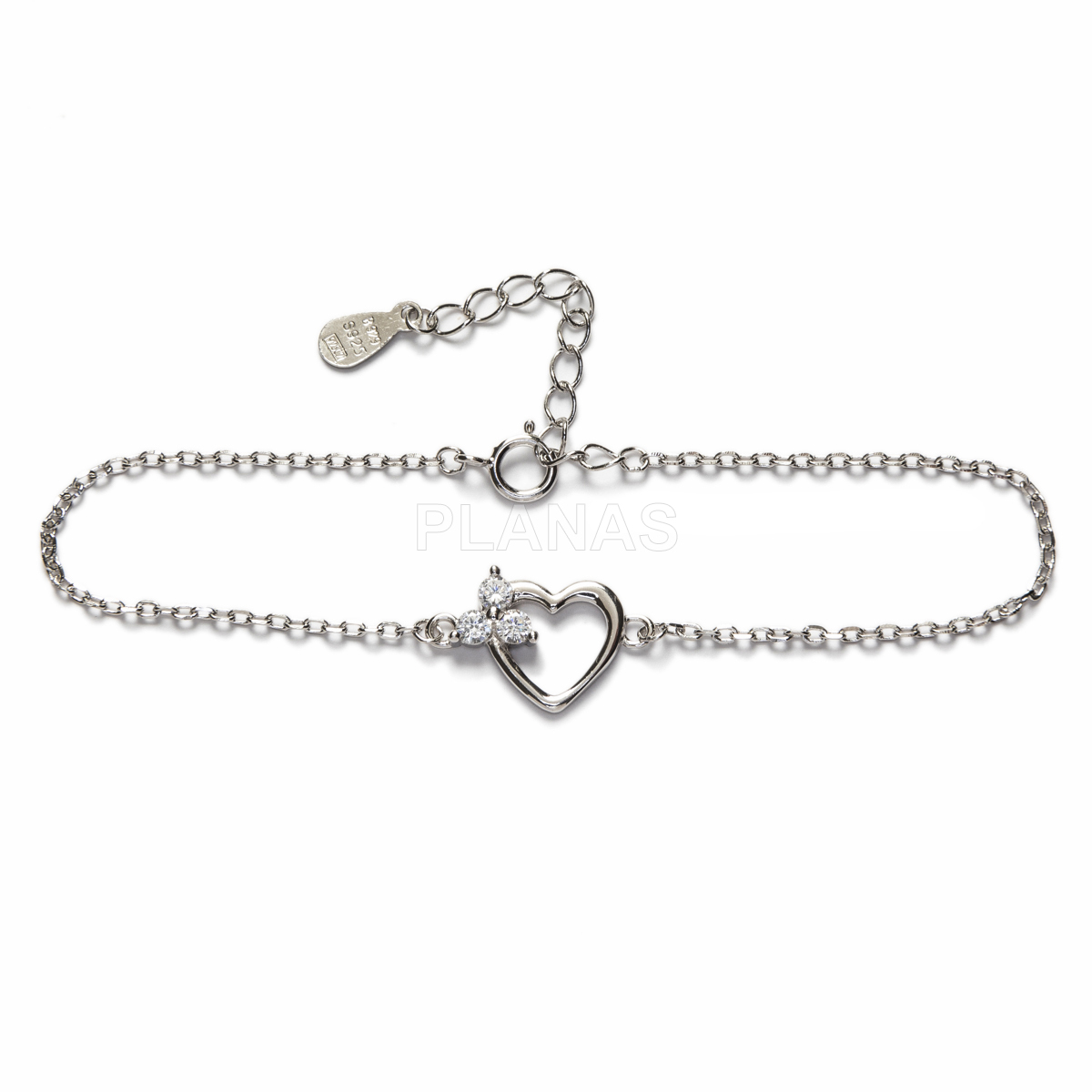 Pulsera en Plata de Ley con Circonitas. CORAZÓN.