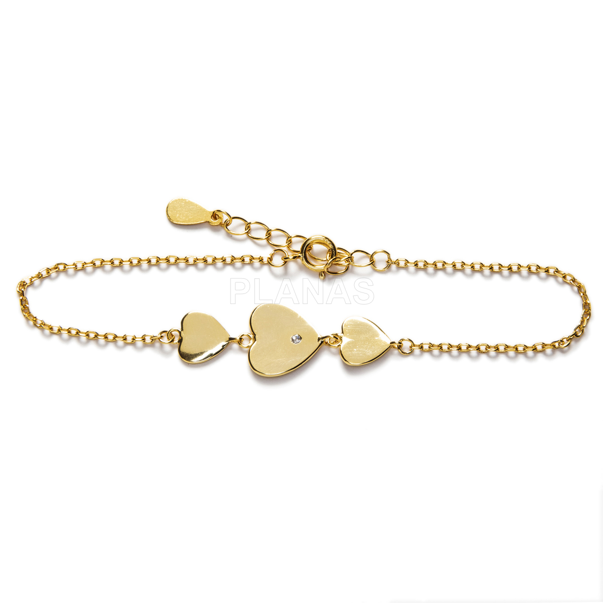 Pulsera en Plata de Ley con Circonitas. CORAZONES.