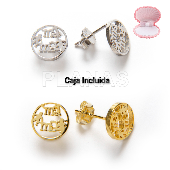 Pendientes en Plata de ley .MAMA.