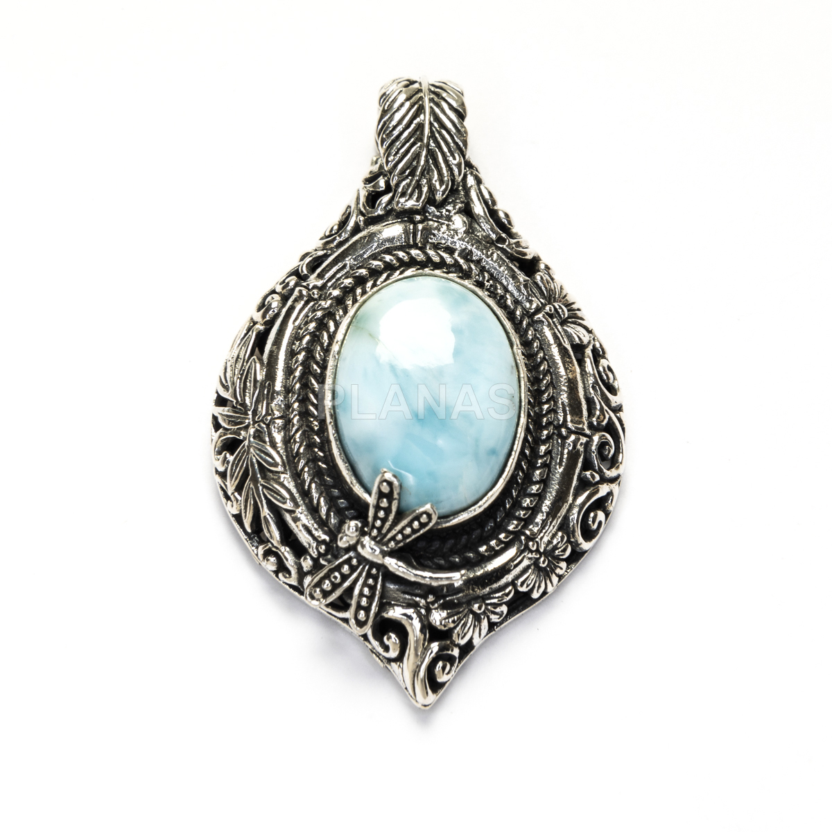 Pingente em prata de lei e larimar.
