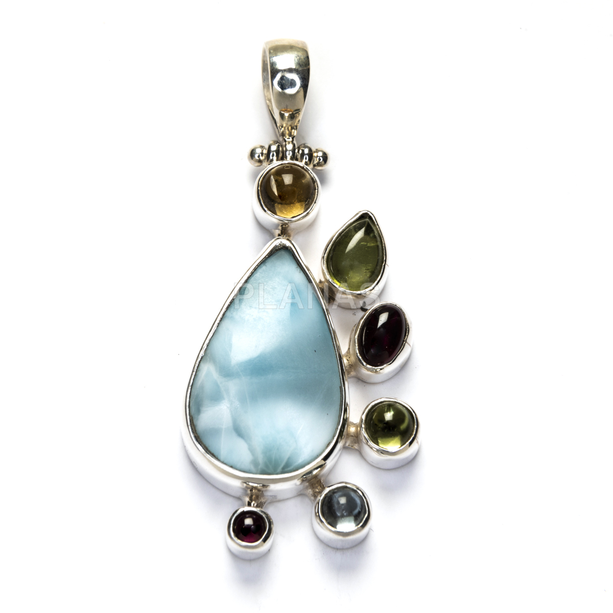 Pingente em prata de lei e larimar.
