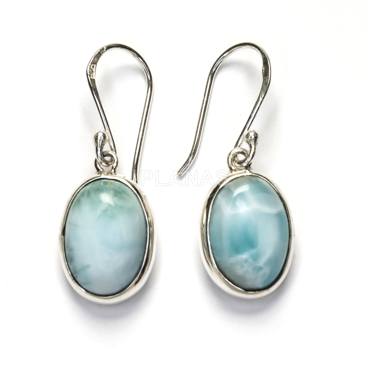 Brincos em prata de lei e larimar.