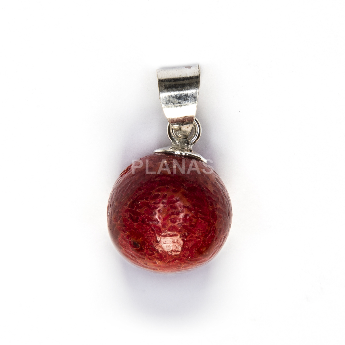 Colgante en Plata de Ley y Coral.  