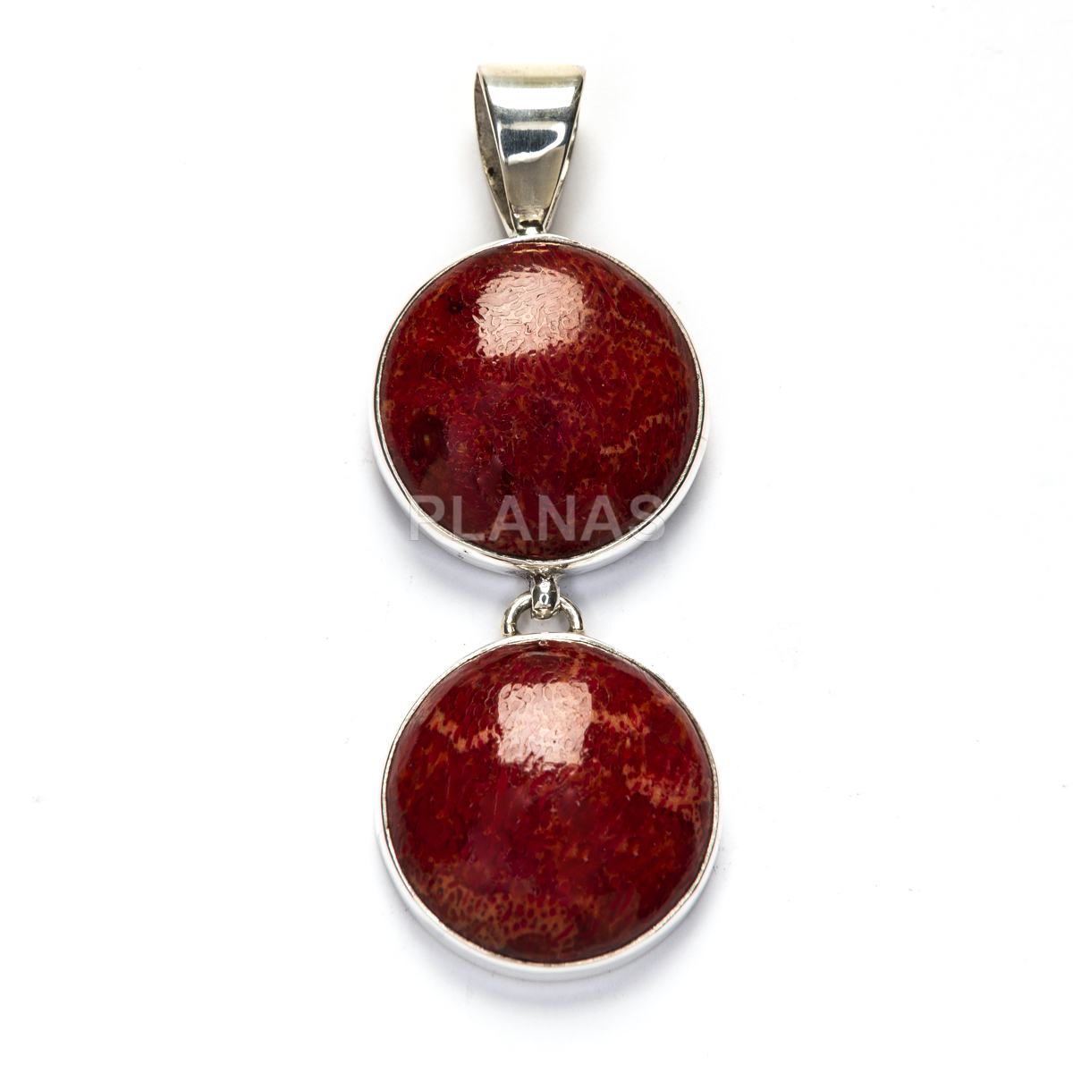 Colgante en Plata de Ley y Coral.  