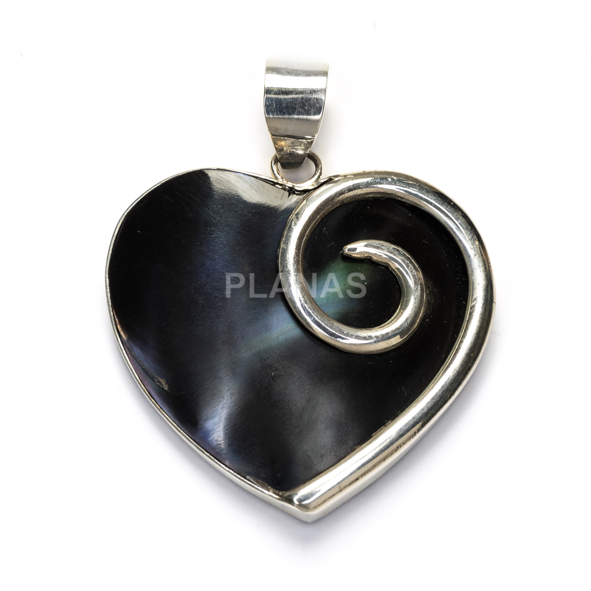 Colgante en Plata de Ley y Abalón. CORAZÓN. 