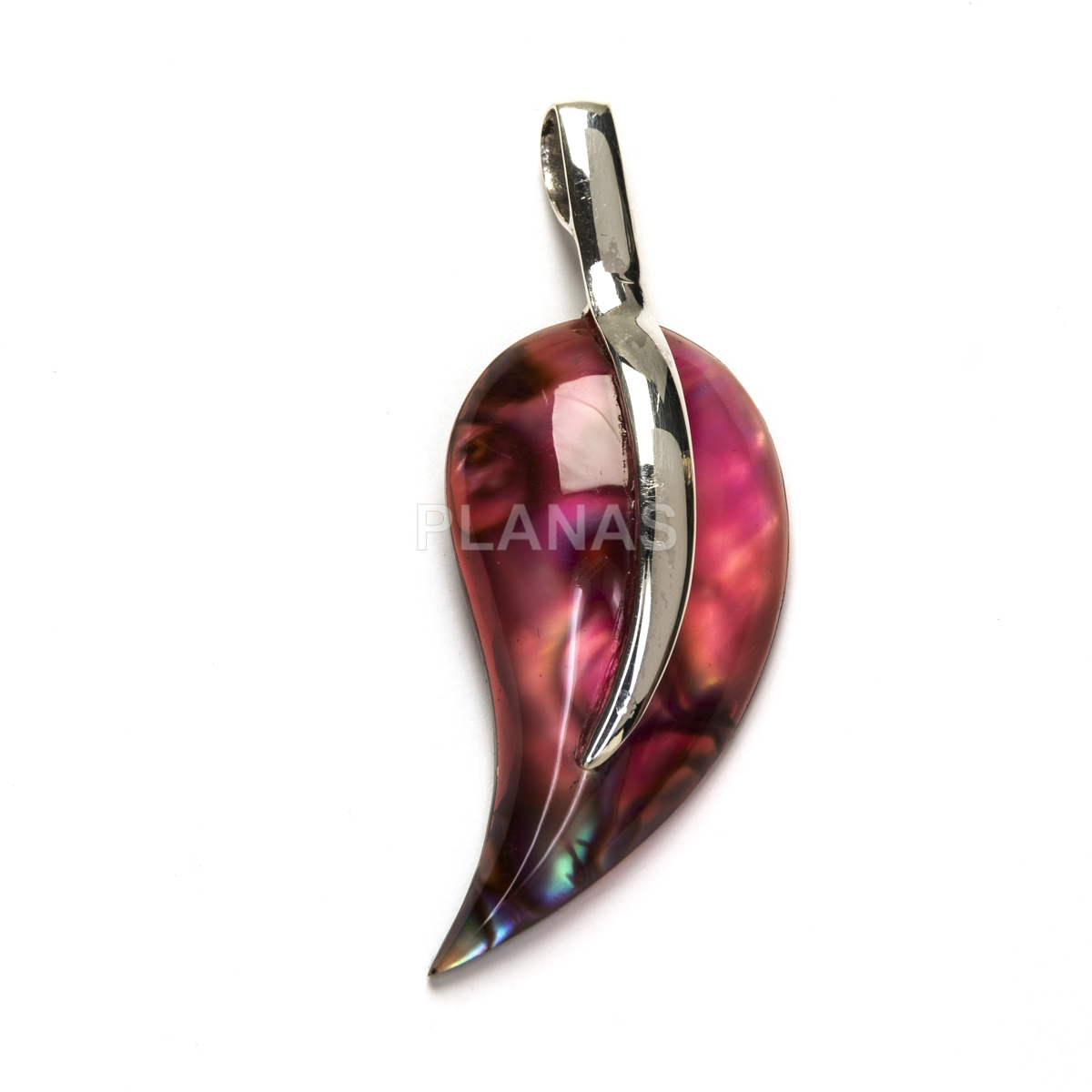 Colgante en Plata de Ley y Abalón Rosa.   
