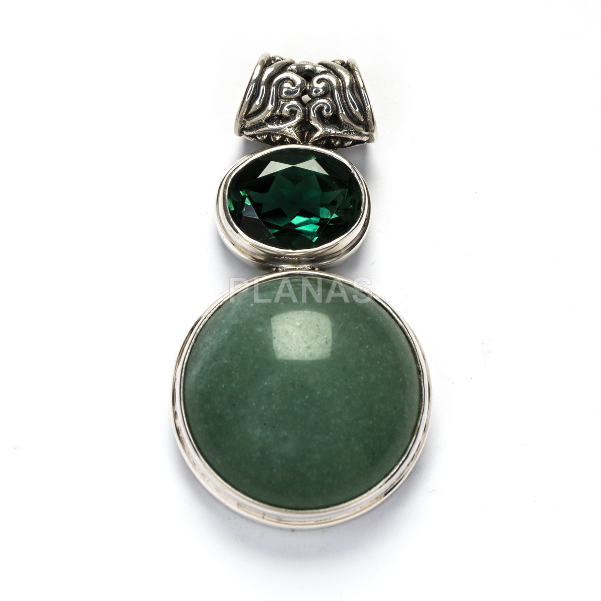 Colgante en Plata de ley y Aventurina verde.