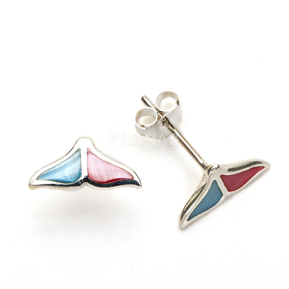 Pendientes en Plata de ley. COLA DE BALLENA.
