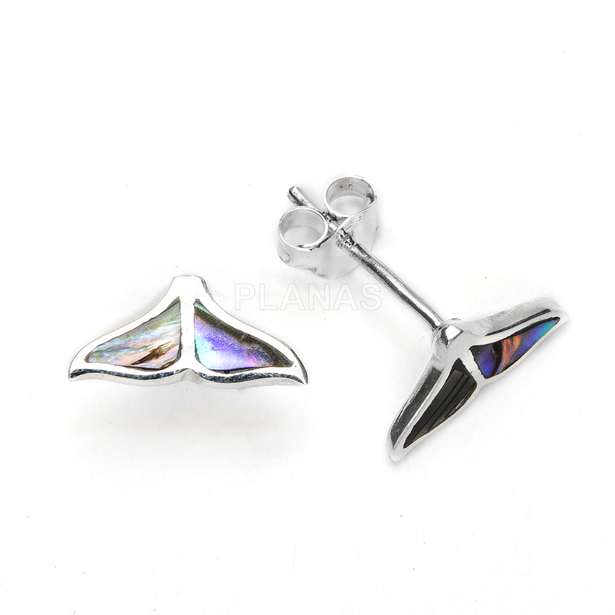 Pendientes en Plata de ley. COLA DE BALLENA.