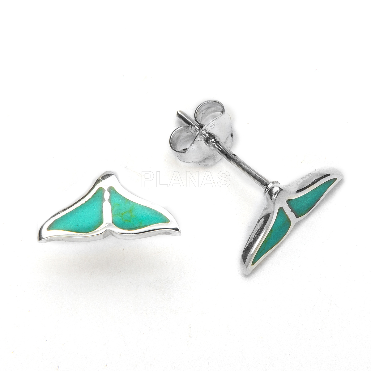 Pendientes en Plata de ley. COLA DE BALLENA.
