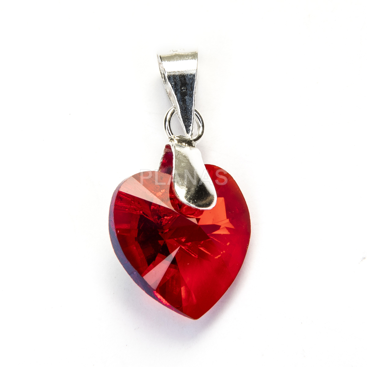 Colgante en Plata de ley y Cristal. CORAZÓN.