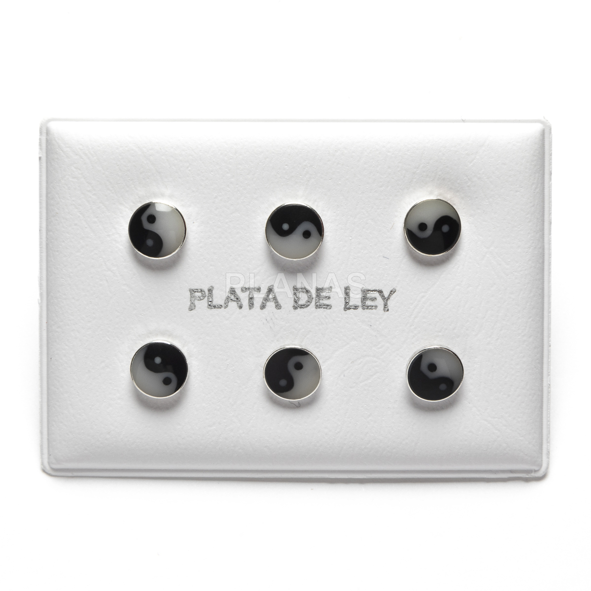 Brincos de prata esterlina e esmalte, pacote com 3 pares. ying yang.