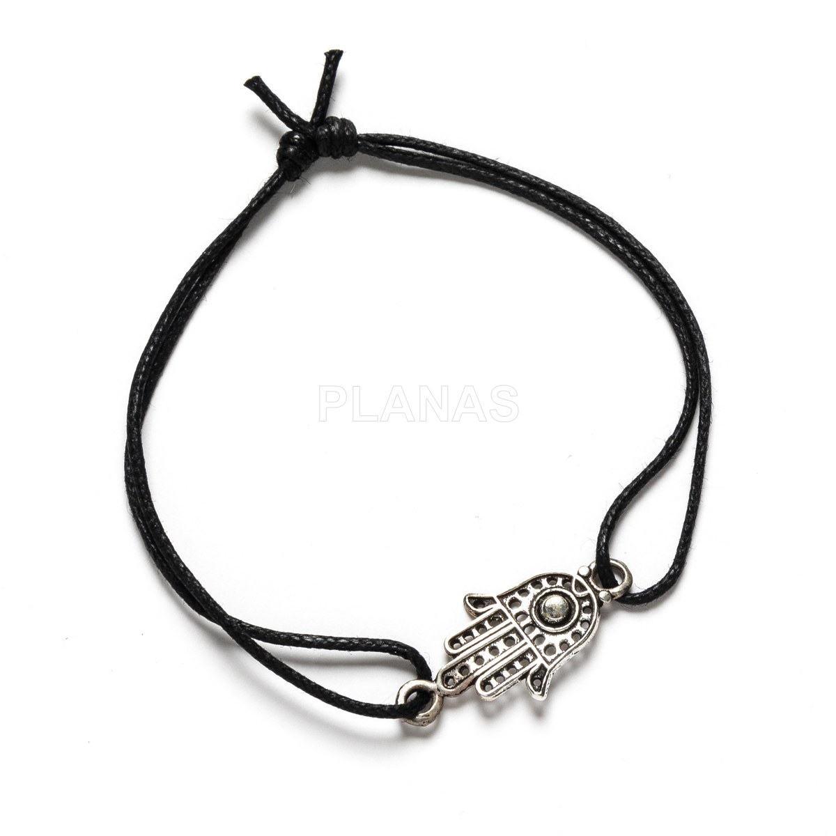 Sterling silver bracelet with a sliding knot. hand of fatima.