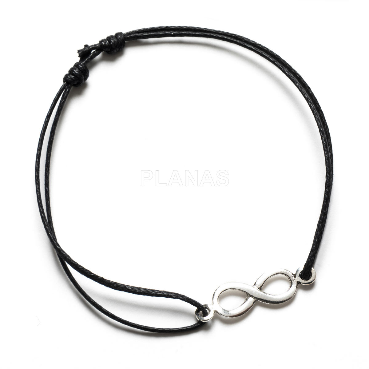 Sterling silver bracelet with a sliding knot. infinity.