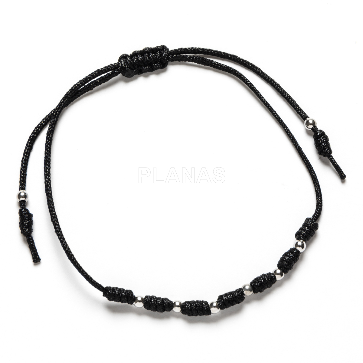 Pulseira de macramê em prata de lei. 