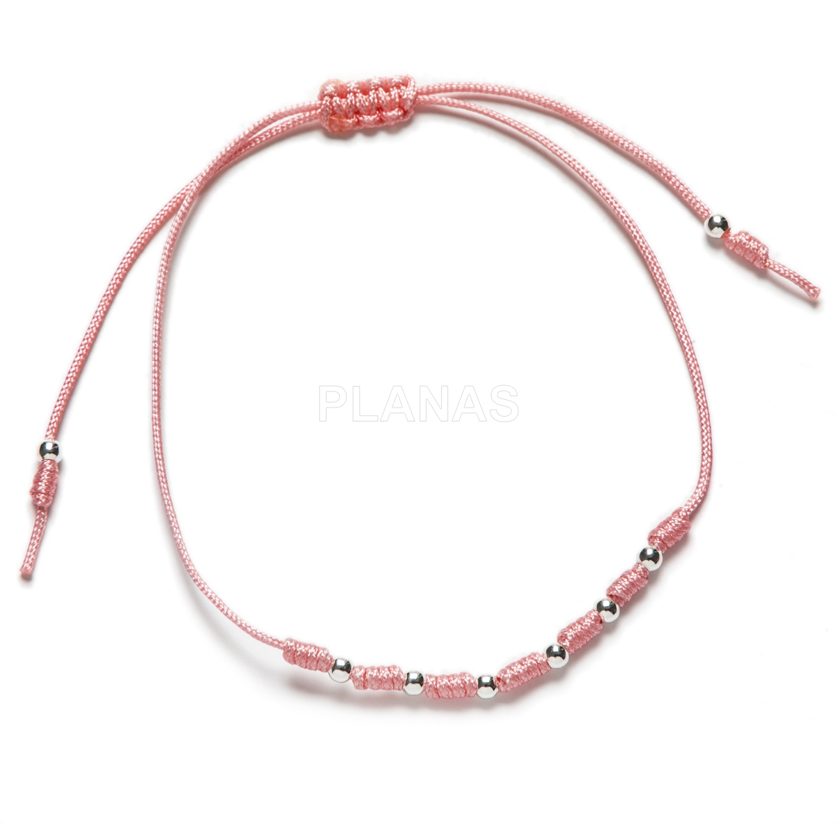 Pulseira de macramê em prata de lei. 