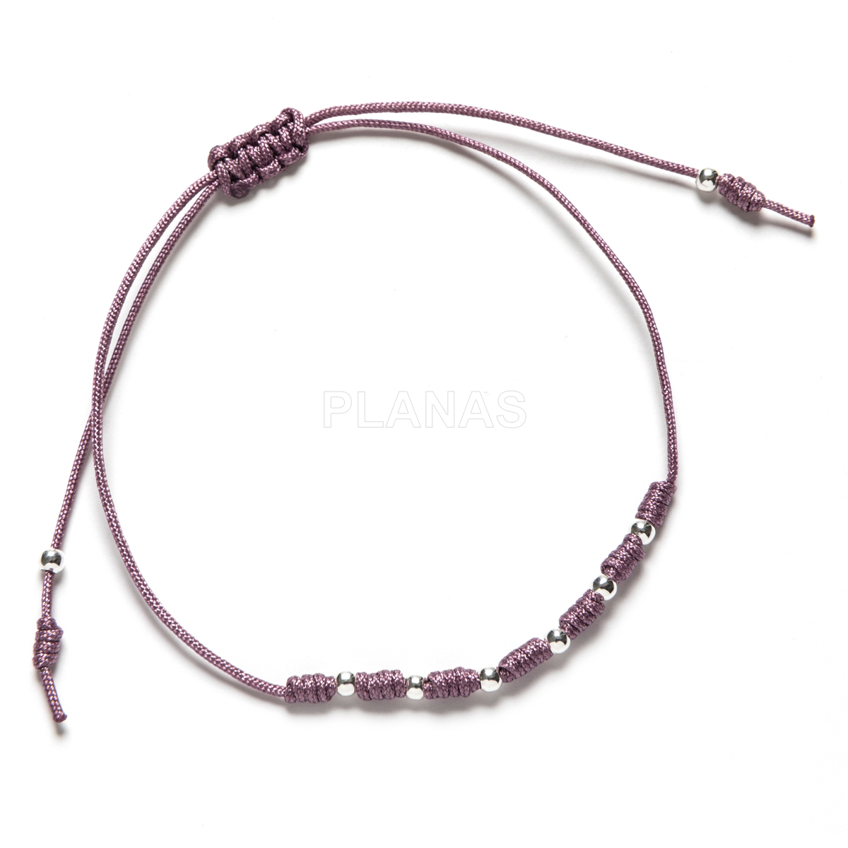 Pulseira de macramê em prata de lei. 