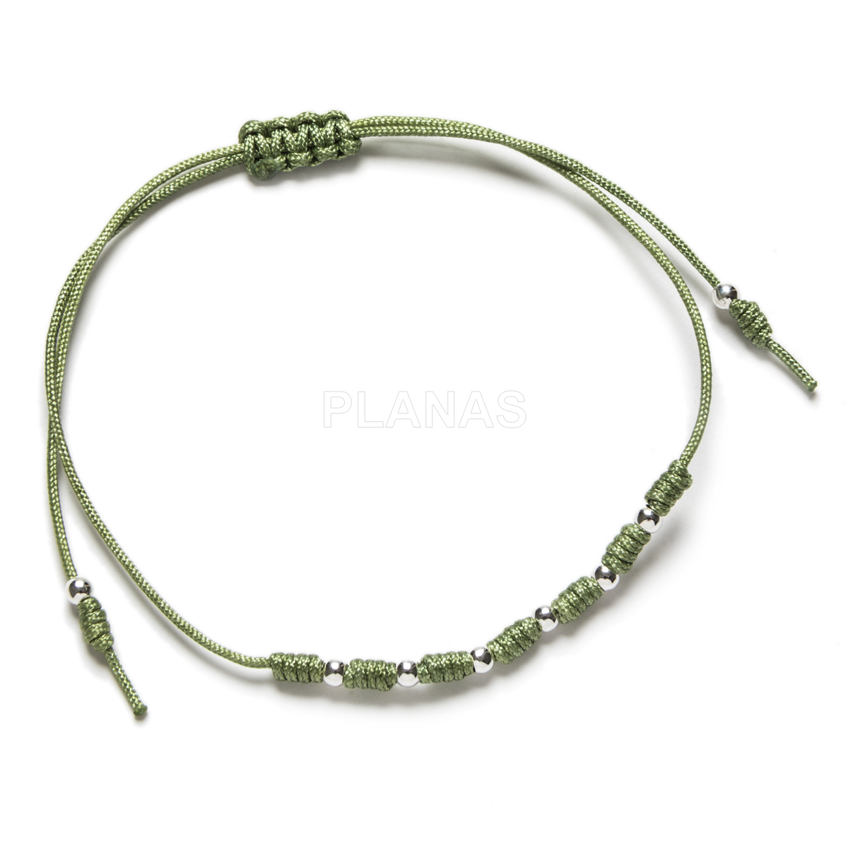 Pulseira de macramê em prata de lei. 